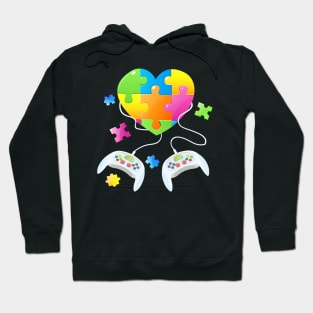 Controller Gaming Puzzle Heart Autism Hoodie